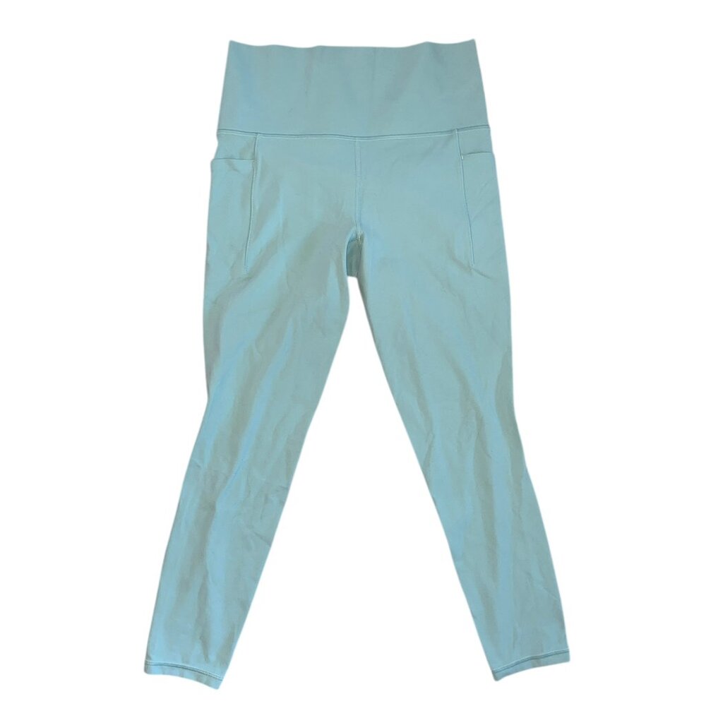 Athleta 7/8 Leggings Blue Supportive High Rise Waistband Side Pocket Yoga size S